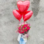 puokštė su balionais mylimajai